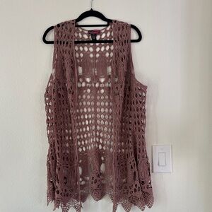Cato Dusty Rose Crochet Swim Cover-Up